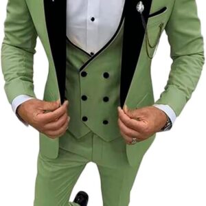Men's 3 Piece Lapel Suit Smoked Single Button Wedding Business Leisure Vest Jacket Pants