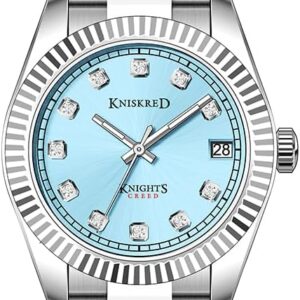 Reloj Clásico para Mujeres con Cristal de Cuarzo y Banda de Acero Inoxidable Sólido Vestido de Señoras Reloj Resistente al Agua