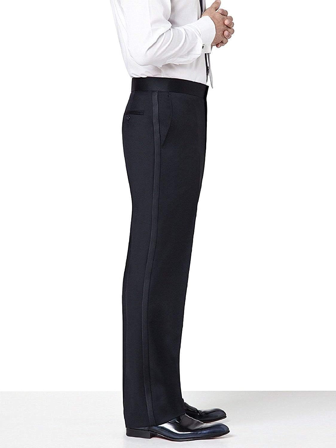 Men's Classic Tuxedo Pants with Satin Stripes and Adjustable Flat Front Waist - Imagen 2
