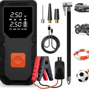 AWESAFE 12000 mAh Portable Air Compressor 150PSI & Car Battery Starter 12 V (Petrol or Diesel), Power Bank with 18 W Quick Charge, Inflator Wheels with LED Flashlight, Motorcycle, Balls