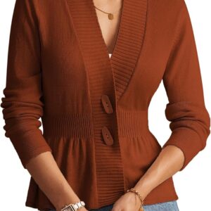 GRACE KARIN Women Long Sleeve V Neck Cropped Cardigan Waist Cropped Cardigan