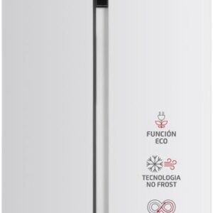 Corberó – American Refrigerator | CFSBSH634NFW | 442L| 186 cm| No Frost | Inverter | Display | LED Light | 2 Drawers | ECO Function | Glass Shelves | Silver Trim | White
