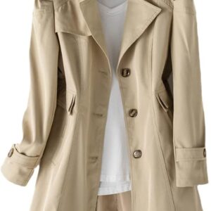 keusyoi Autumn Trench Women Single-Breasted Coat Spring Women Turn-Down Collar Trench Coat Windbreaker Outerwear