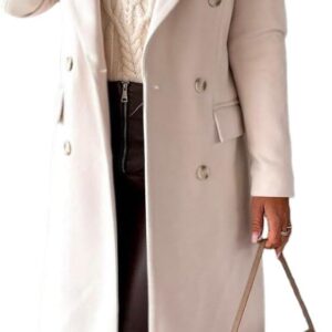 IDEALSANXUN Women Long Wool Double Breasted Trench Coat Fall Winter Clothes
