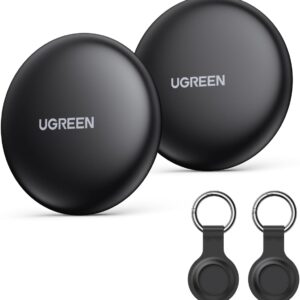 UGREEN FineTrack Mini Tag Locator Bluetooth SmartTag Tracker Support iOS 18 Month Battery Tracker Compatible with Find My for Keys Luggage Wallet Bike Backpack Bag (2 Pieces)