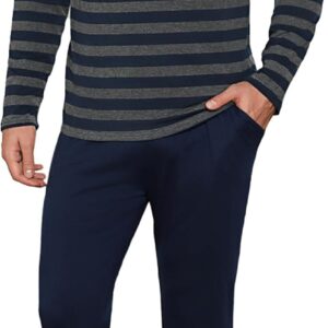 Aseniza Men's Pyjamas Winter Cotton Pyjamas Long Sleeve Men's Sleepwear with Top and Pants 2 Piece