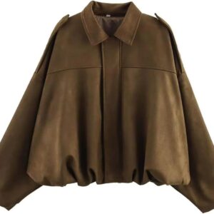 Women's Bomber Jacket Faux Suede Motorcycle Jackets Autumn Winter Mid-season Pilot Coat with Zip and Lapel Classic Fashion Coats Short Lightweight Comfortable Plus Size Trench Coat Parka Casual