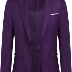 YOUTHUP Men's Blazers Slim Fit Elegant American Formal Suit Jacket for Men, berry, XXL