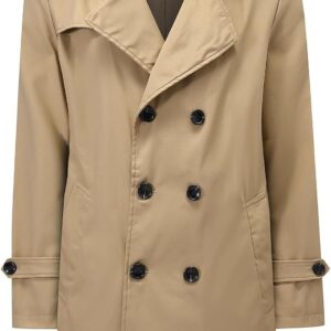 Allthemen Men's Mid-Length Trench Coat Windbreaker Double Breasted Elegant Trench Coat Slim Fit Autumn
