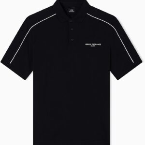 Armani Exchange Short Sleeve Stripes Side Logo Three-Button Collar Polo Hombre (Pack de 1)