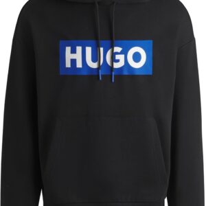 HUGO Men's Hoodie with Nalves Logo in Terry Cotton