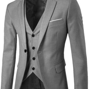 Men's Suit 3 Piece Solid Color Slim Fit Smoking Business Suit Men's Jacket Elegant Wedding Vest
