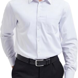 HISDERN Men's Business Dress Long Sleeve Shirt - Regular Fit Casual - Iron-Free Bamboo Fiber With Pocket S-4XL