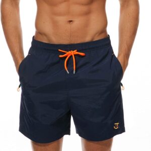 JustSun Men's Swim Trunks with Zip Pocket Surfers Waterproof Quick Dry with Mesh Lining