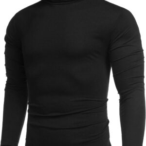 COOFANDY Men's T-Shirt High Neck Slim Fit Long Sleeve Thermal Basic Sweater Top Slim Fit Solid Color