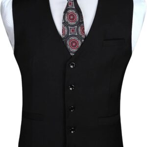 Enlision Men's Dress Vest Elegant Vests Wedding Suit Solid Color Business Formal Vest with Pocket