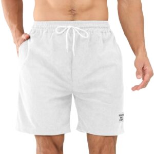 Aomig Men's Corduroy Shorts, Summer Casual Shorts with Pockets, Men's Drawstring Shorts for Casual Fitness Sports Running