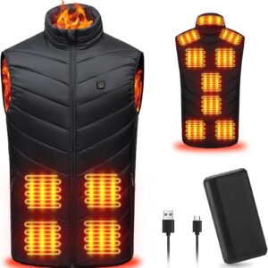 Chaleco Calefactable, con Batería Externa/9 Zonas, Chaqueta Calefactable Ligera y Recargable, Chaqueta Calefactable Iteligente, para Chaleco Calefactable Hombre/Chaqueta Calefactable Mujer