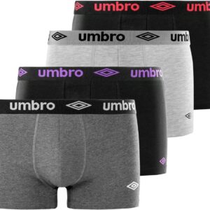 UMBRO Men's Cotton Boxer Briefs, Men's Underwear, Comfortable, Soft (Lot of 4)