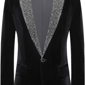 Chaqueta de esmoquin para hombre, ajuste delgado, cuello blazer brillante, traje de anfitrión de 2 piezas, abrigo deportivo brillante y pantalón