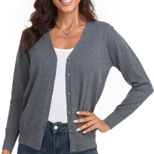 CUNYI Cardigan for Women V Neck Long Sleeve Knit Cardigan