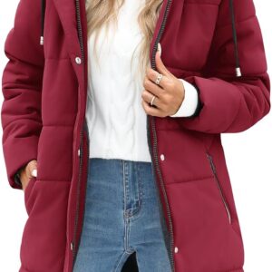 Tuopuda Parka Coat Women Long with Fur Hood Thick Coat for Women Winter Jacket with Pockets Zipper Jacket Windproof Coat