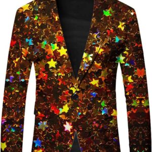 Men's Sequins Blazer Slim Fit Long Sleeve Jacket Suit Jacket Formal Costume Leisure Jacket Carnival Costume Costume Club Blazer