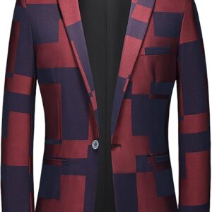 Chaqueta de traje de flores para hombre, para fiesta, cena, esmoquin, ajuste delgado, 1 botón, casual, negocios, deporte, abrigo