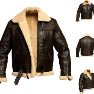 RAF B3 Aviator Bomber Jacket Real Shearling Shearling Shearling Leather Jacket Leather Fur Winter Jacket