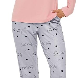 Sykooria Women's Pyjama Set Cotton Long Sleeve Pyjamas Winter Top and Pants Sleepwear Soft for Women Pjs Lounge Wear