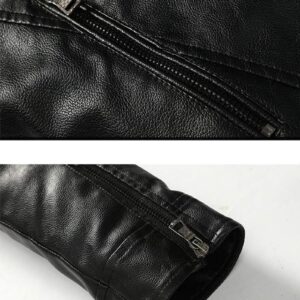 Men's PU Leather Long Sleeve Casual Biker Jacket