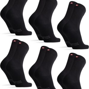 DANISH ENDURANCE Pack of 6 Organic Cotton Socks, Soft, Breathable, Men and Women, Fine Line Jacquard (2xBlack/Black, 2xBlack/Burgundy, 2xBlack/Grey)