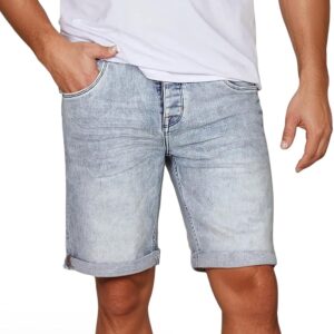 riverso RIVTom Men's Jeans Shorts Regular Fit Cotton Bermuda Shorts Black Grey Blue W30 W31 W32 W33 W34 W36 W38 W40 W42
