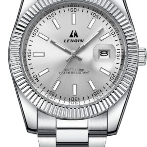 LN LENQIN Men's Watch Stainless Steel Watches for Men Waterproof Wristwatches for Men Analog Quartz Watch Fashion Business Design Watches