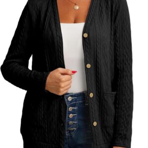 GRECERELLE Knitted Cardigan Women's Jacket Elegant Autumn with V-neck Collar and Practical Pockets Soft and Stylish