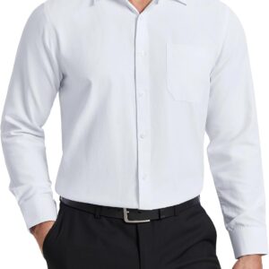 HISDERN mens dress shirts long sleeve button down casual mens contrast inside formal business tuxedo wedding