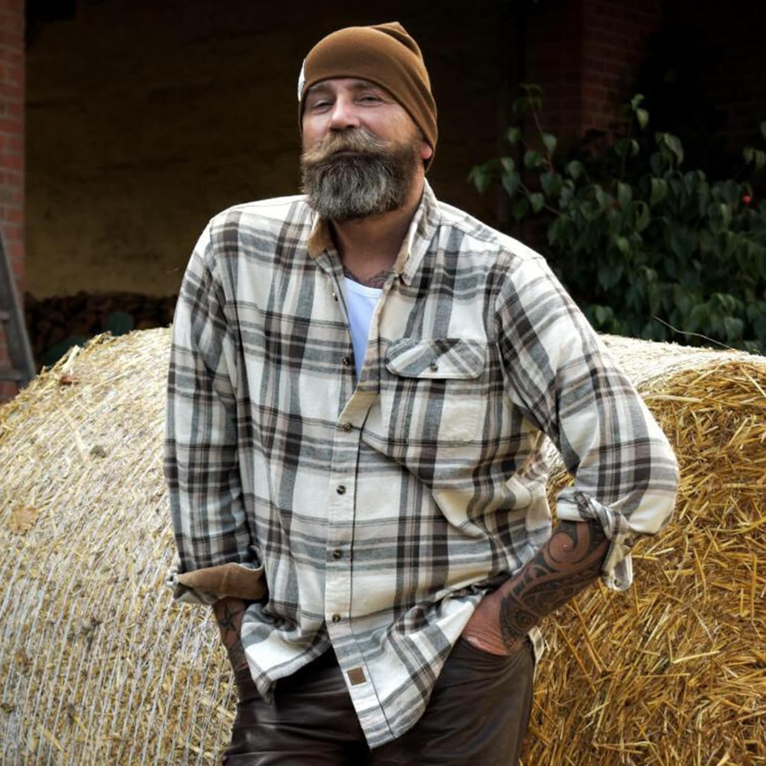 Dubinik® Men's Flannel Shirt Long Sleeve Casual Plaid Button Down Regular Fit - Imagen 2