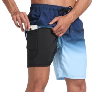 Men's Swim Shorts with Compression Lining and Pockets Quick Dry Short Swimsuit Shorts