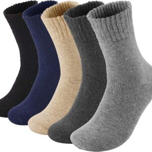 MOSOTECH 5 Pares Calcetines Térmicos Hombre de Invierno - Gruesa Cálidos y Transpirables, Rizo Suave para Regalos Hombres, Talla Única 39-45