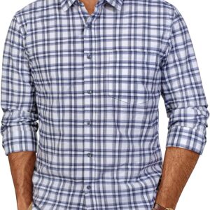 PJ PAUL JONES Mens Plaid Shirt Long Sleeve Classic Plaid Button Down Shirt