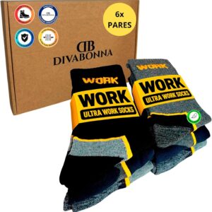 6-12 Pairs Men's Reinforced Work Socks, Breathable and Comfortable Work Socks, Padded Toe and Heel