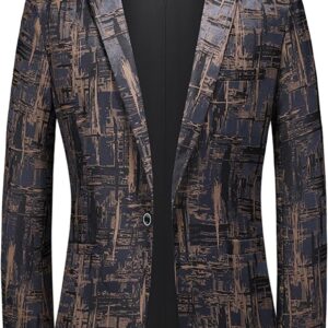 Chaqueta de esmoquin floral de 1 botón para hombre, entallada, con solapa, flores, chaqueta deportiva para boda, cena, baile de graduación