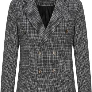 American Men,Checked Blazers for Men Regular Fit Tweed Jackets for Men Vintage Suit Jackets Crossover Casual Sport Coats Plaid Business Suits
