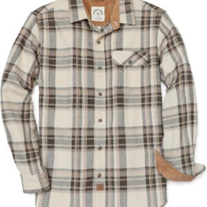 Dubinik® Men's Flannel Shirt Long Sleeve Casual Plaid Button Down Regular Fit