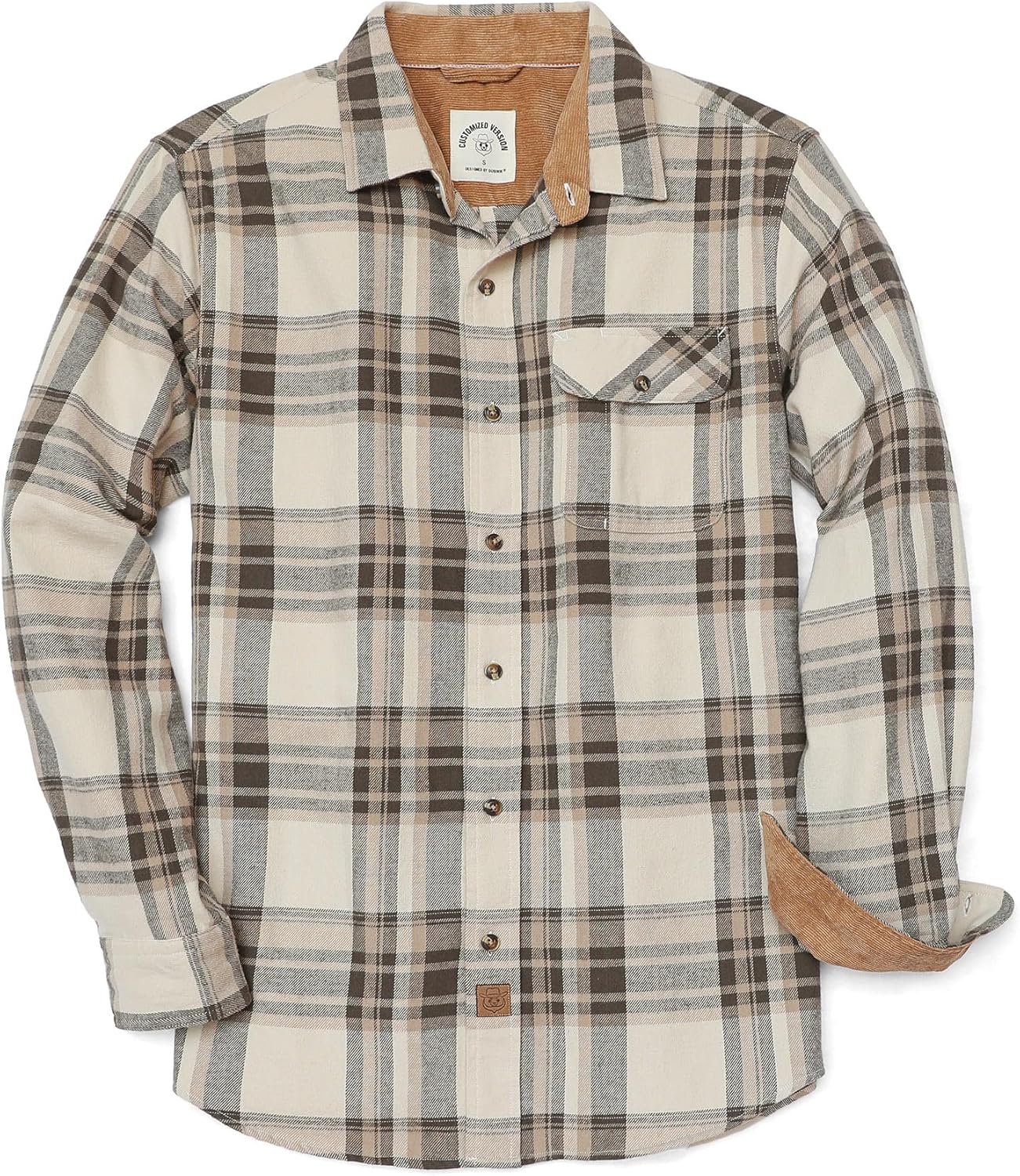Dubinik® Men's Flannel Shirt Long Sleeve Casual Plaid Button Down Regular Fit